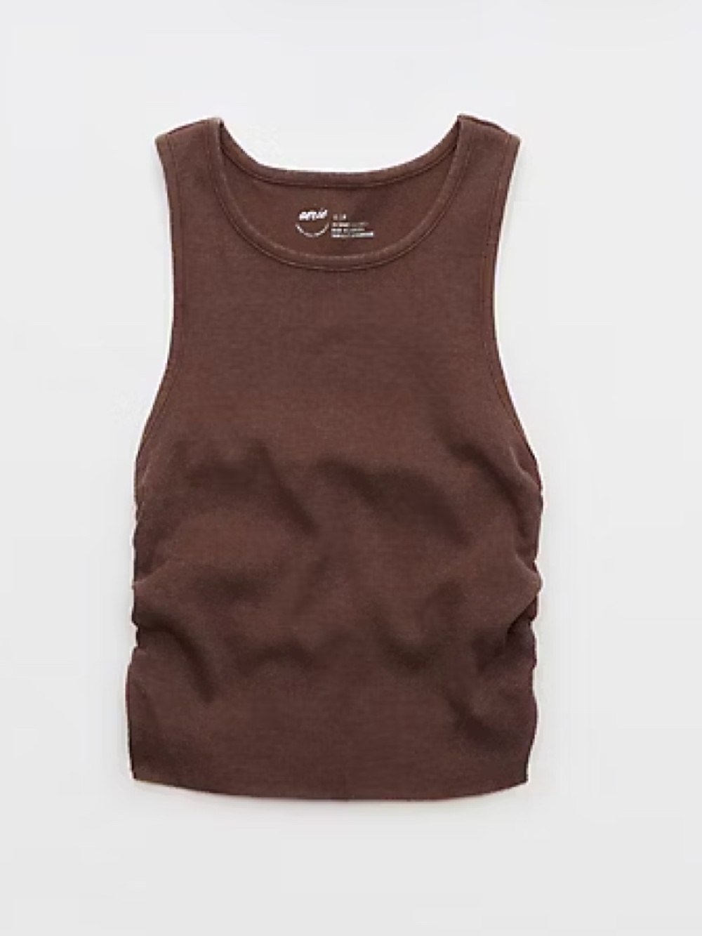 🆕NWT Aerie Rouchy Rib Tank Top in 'Dark Maple', Size Medium